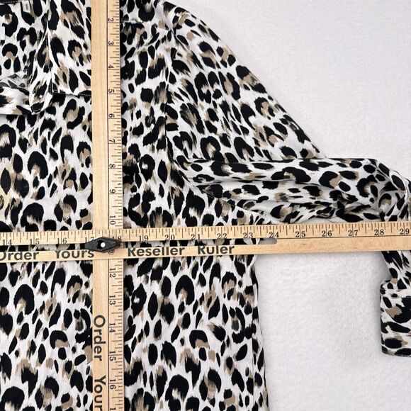 Foxcroft Top Womens Plus Size 20 Shaped Leopard Print Button Front Wrinkle Free - Picture 8 of 9